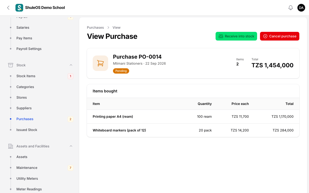 A pending purchase