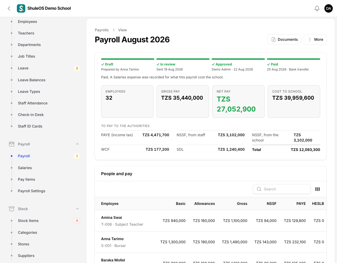 A paid payroll