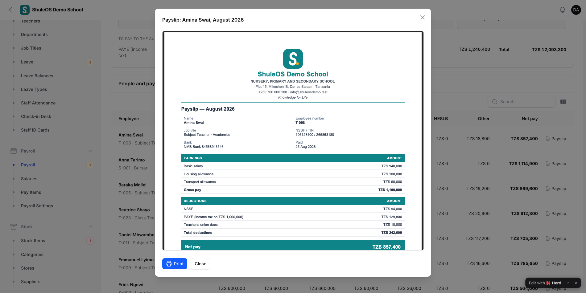A payslip