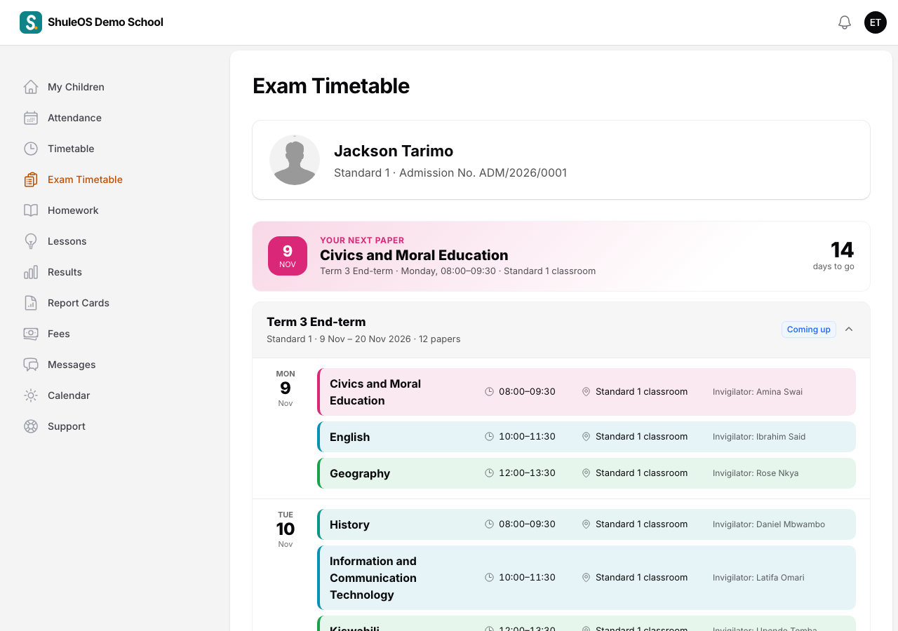 Exam Timetable
