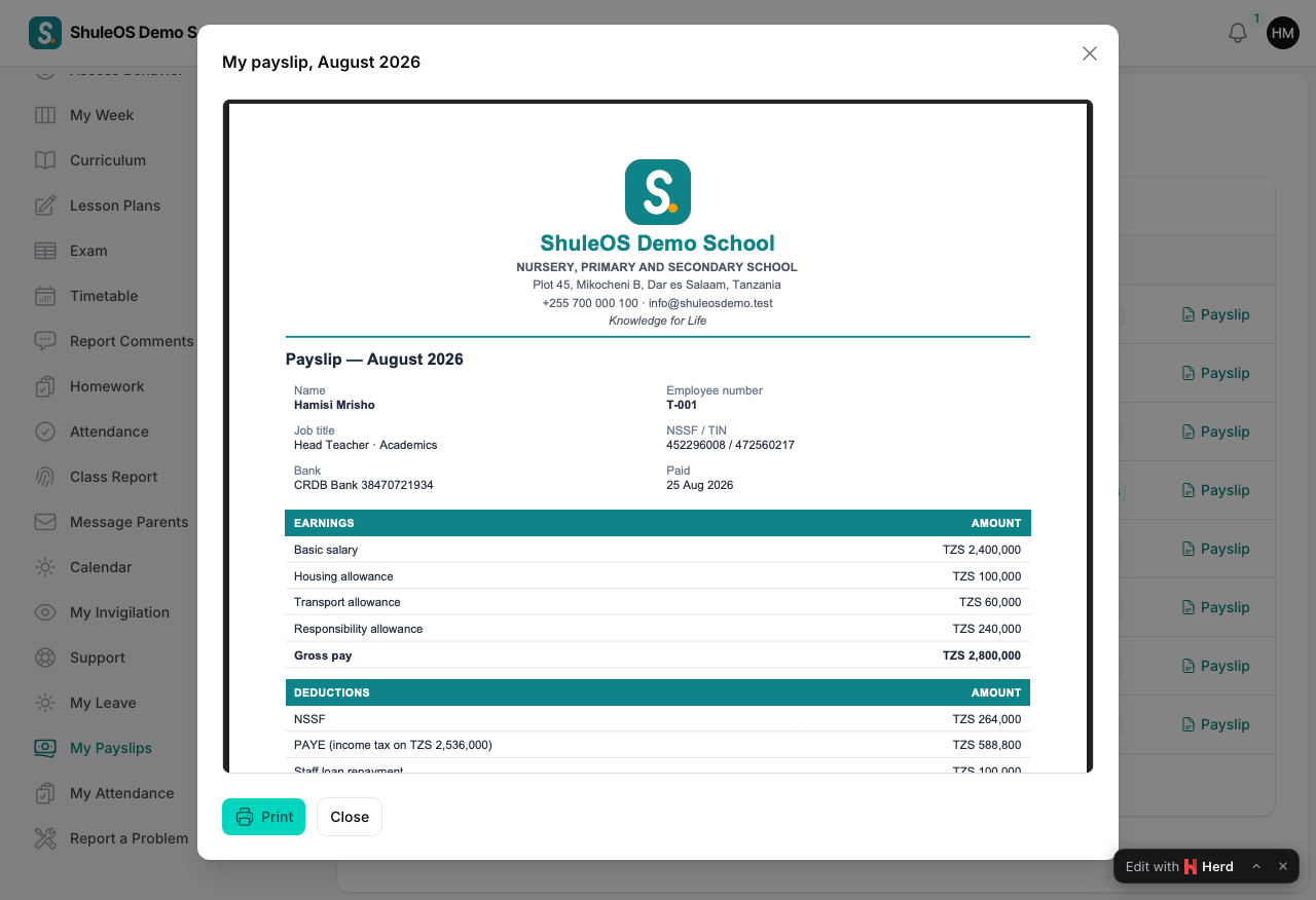 A payslip