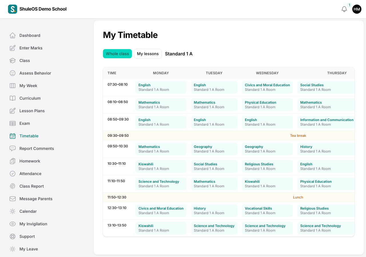 My Timetable